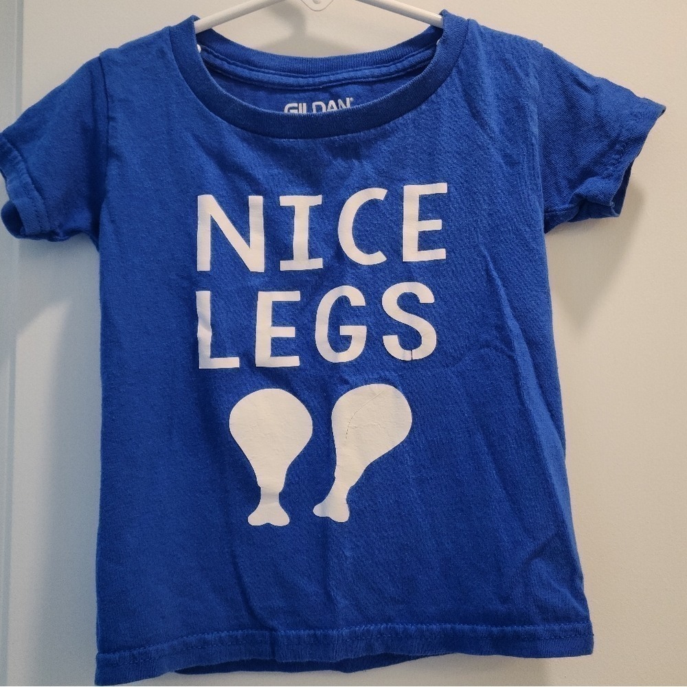 Kid's 3t Funny Chicken Turkey T-Shirt Blue Graphic Thanksgiving Christmas BBQ